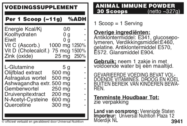 Animal Immune Pak Powder | Universal Nutrition Europe