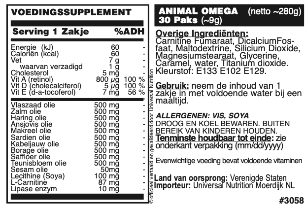 Animal Omega - 30 Servings | Universal Nutrition Europe